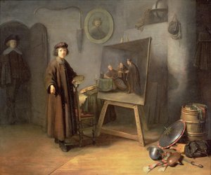 En maler i sit studie (panel)